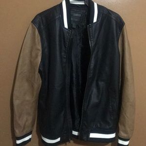 Forever 21 pleather varsity jacket
